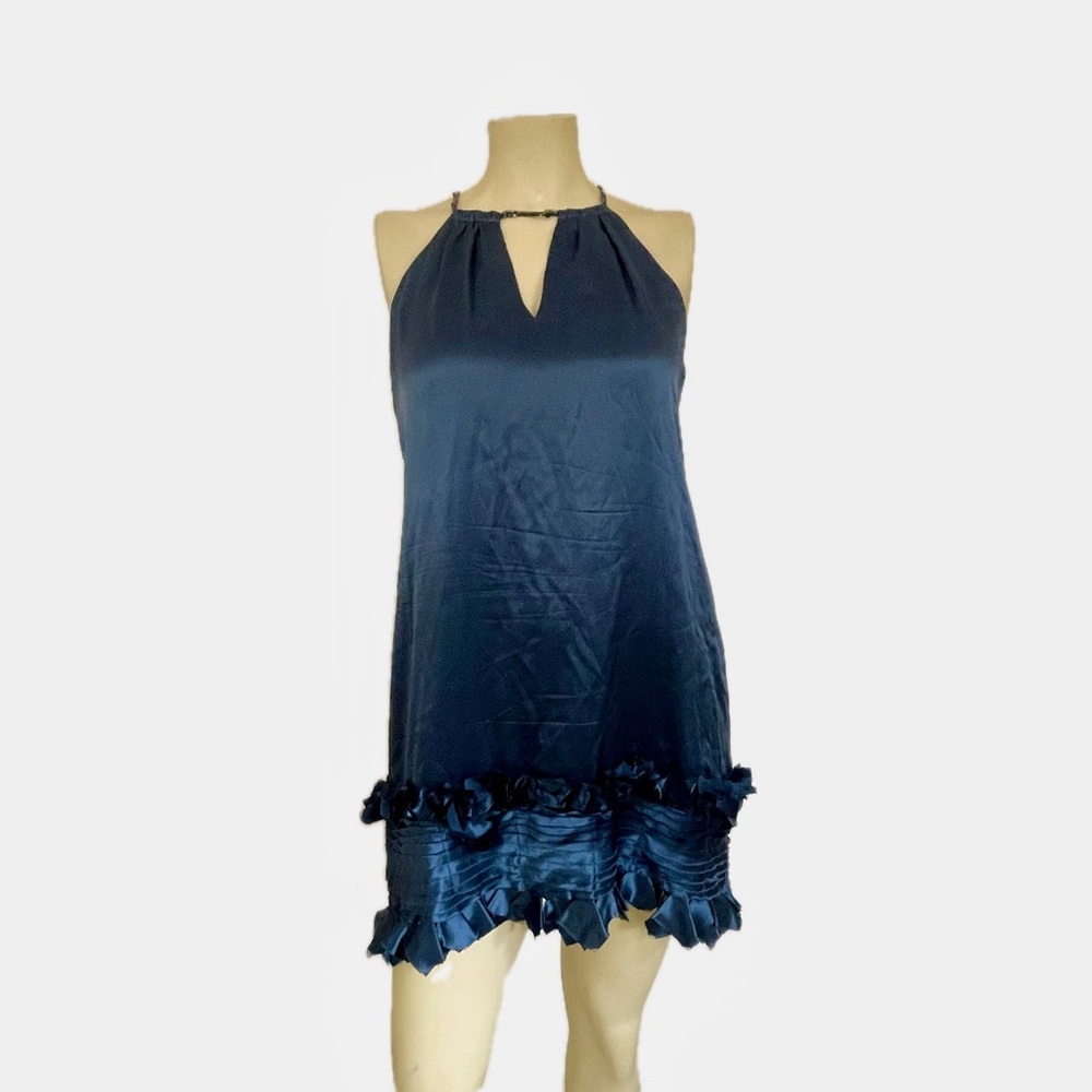 BCBGMaxAzria Peacock Blue Halter Mini Dress
